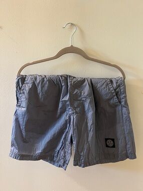 Stone Island Slate Gray Nylon Swim Shorts with Compass Patch